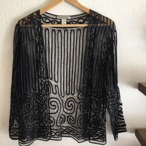 Soulmates black silk hand crochet bolero jacket